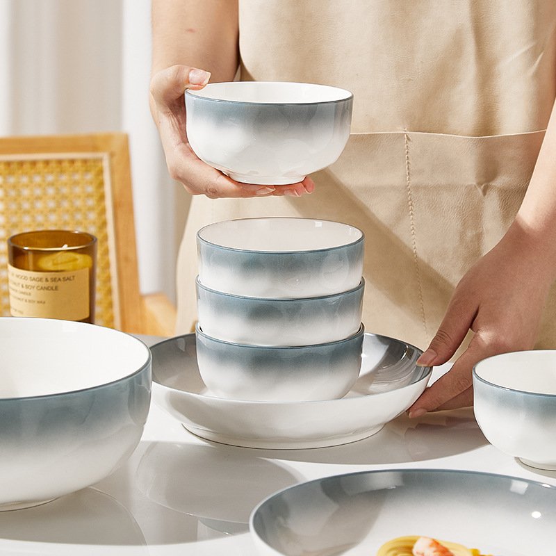 Underglaze colored cream style ceramic tableware